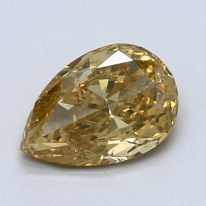 1.40 ct Pear Shape Natural Diamond : Fancy Yellow Brownish Orangy