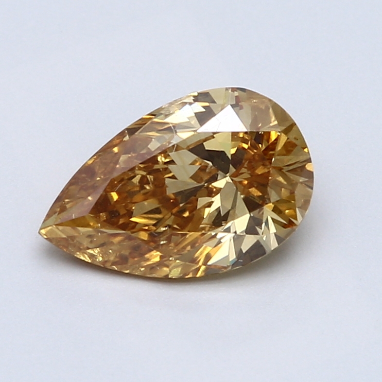 1.53 ct Pear Shape Natural Diamond : Fancy Intense Yellow Orange / SI2